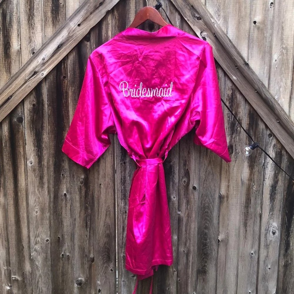 Hot pink satin Bridesmaid robe S/M